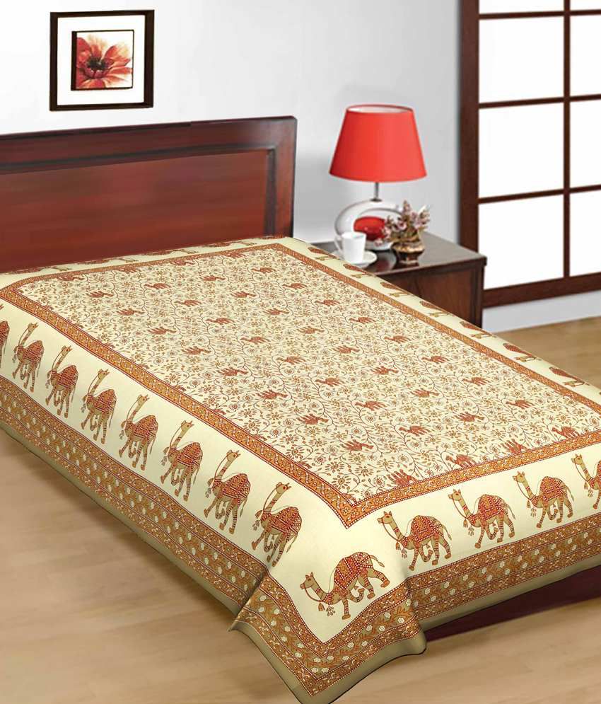     			UniqChoice Multicolor Cotton Printed Bed Sheet