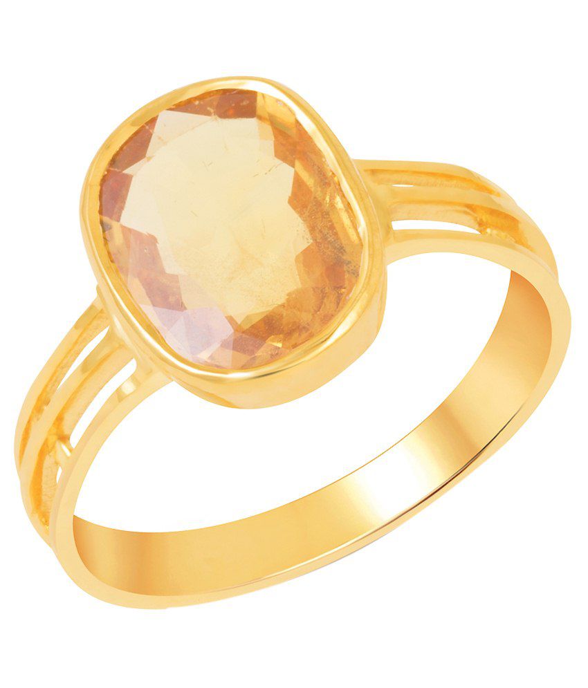 Kundali Yellow Sapphire (Pukhraj) 18Kt Gold Gemstone Ring: Buy Kundali ...