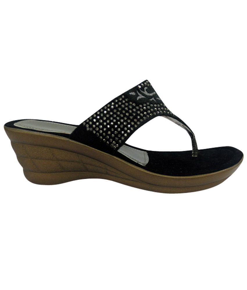Anand Leathers Store Black Wedge Slip Ons Price in India- Buy Anand ...