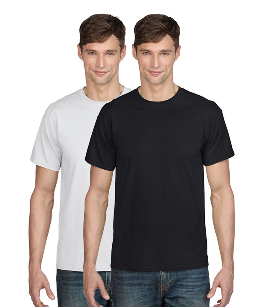 Inkvink Clothing Black & White Half Sleeves Round Neck T-shirt (Pack of ...