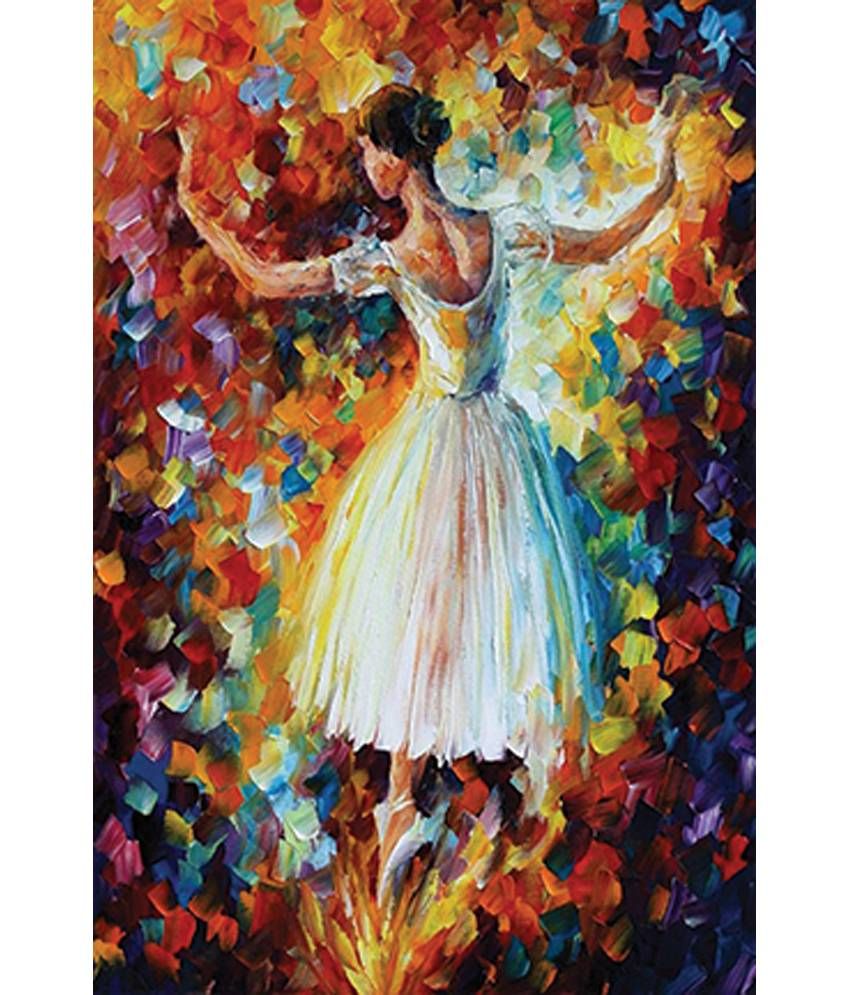 Retcomm Art Painting Abstract Dancing Girls With Multi Color Brush