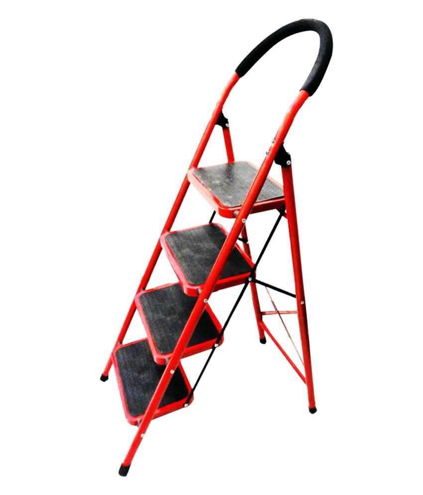 Xensa Red 5 Ft Big 4 Step Iron Ladder Buy Xensa Red 5 Ft Big 4 Step