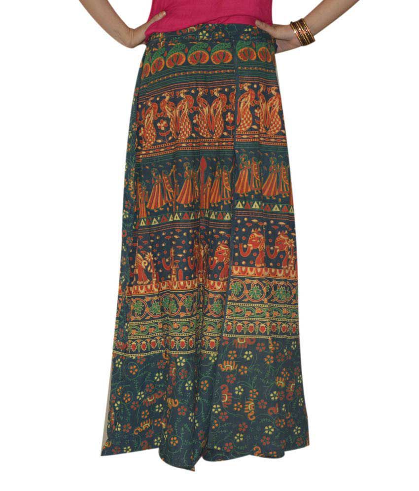 Buy Marusthali Wrap Skirt Printed Cotton Gypsy Sarong Wrap Around Skirt ...