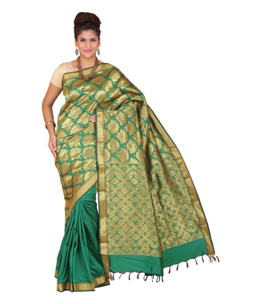 kanjivaram saree green colour