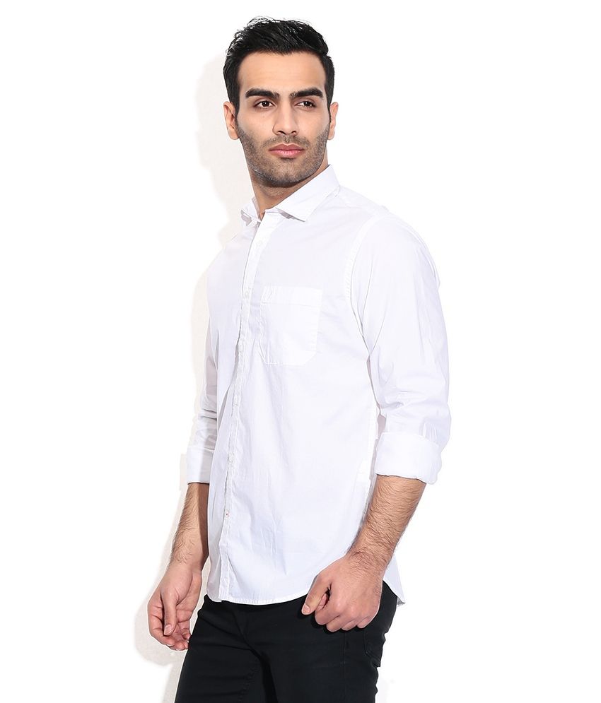 Tabu White Cotton Blend Full Sleeve Men's Casuals Shirt - Buy Tabu ...
