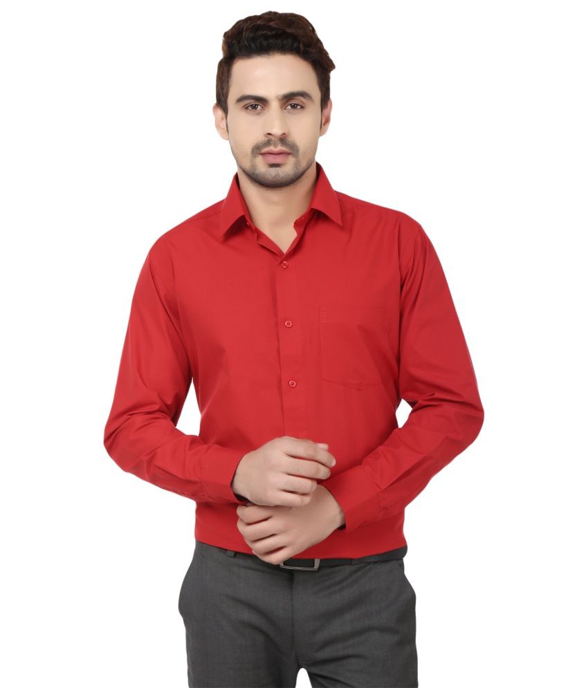 Upstream Colors Red Cotton Formal Shirt For Men - Buy Upstream Colors ...