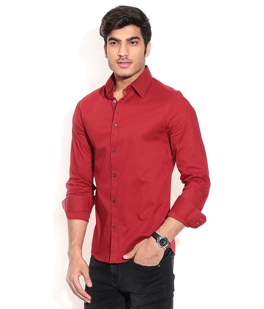 7 Creations Red Formal Shirt - Buy 7 Creations Red Formal Shirt Online ...