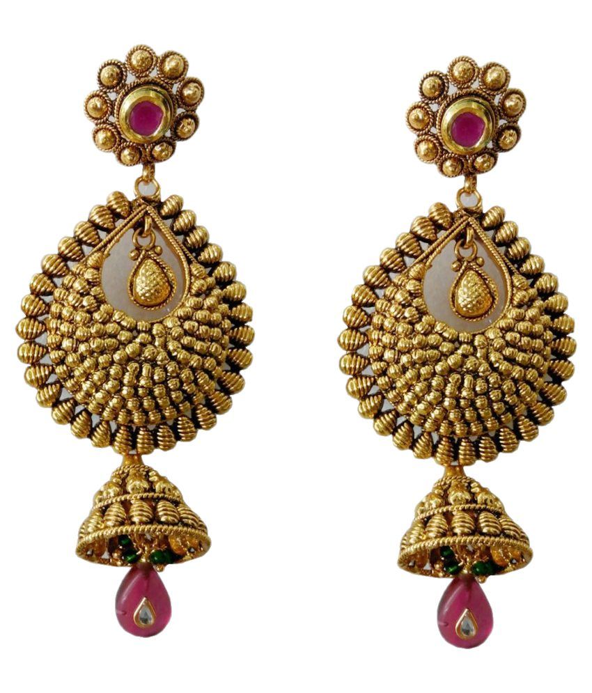 Bal Krishna Jewellery Gold Fancy Long Earrings - Buy Bal Krishna ...