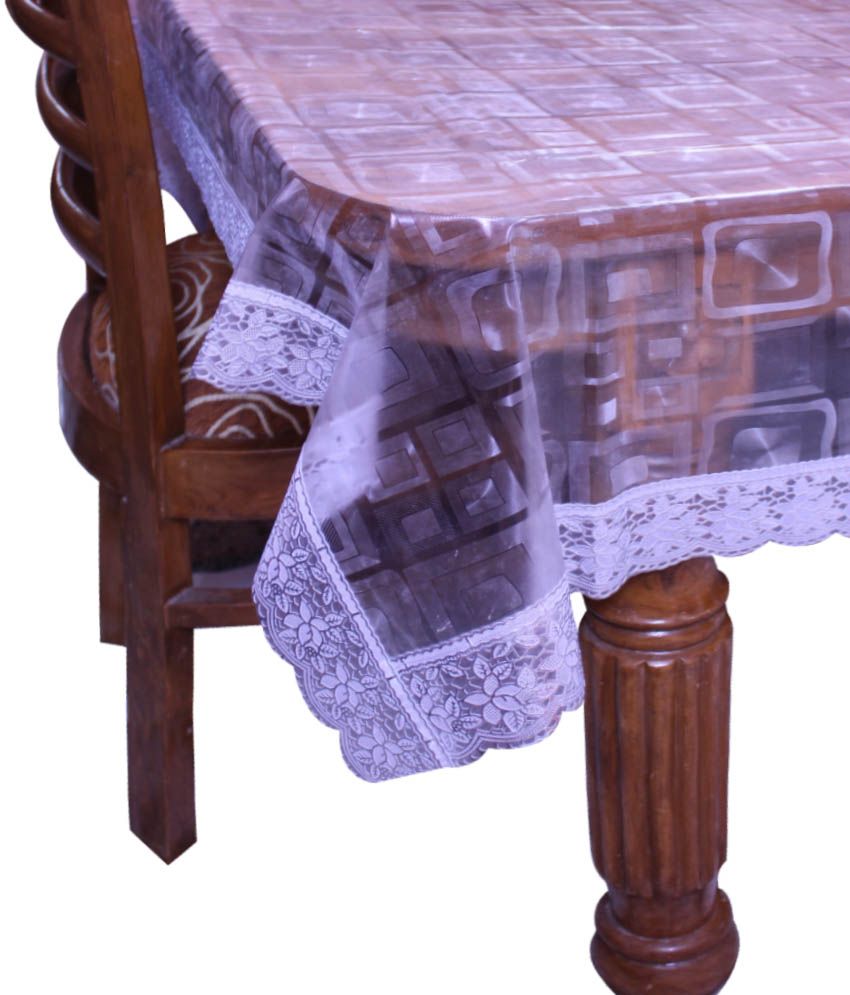     			E-retailer White Geometrical 6 Seater Dinning Table Cover