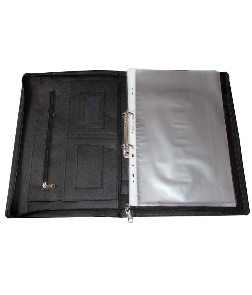 Renown Black Leather File Folder / Documents File In Ring System Buy Online at Best Price in
