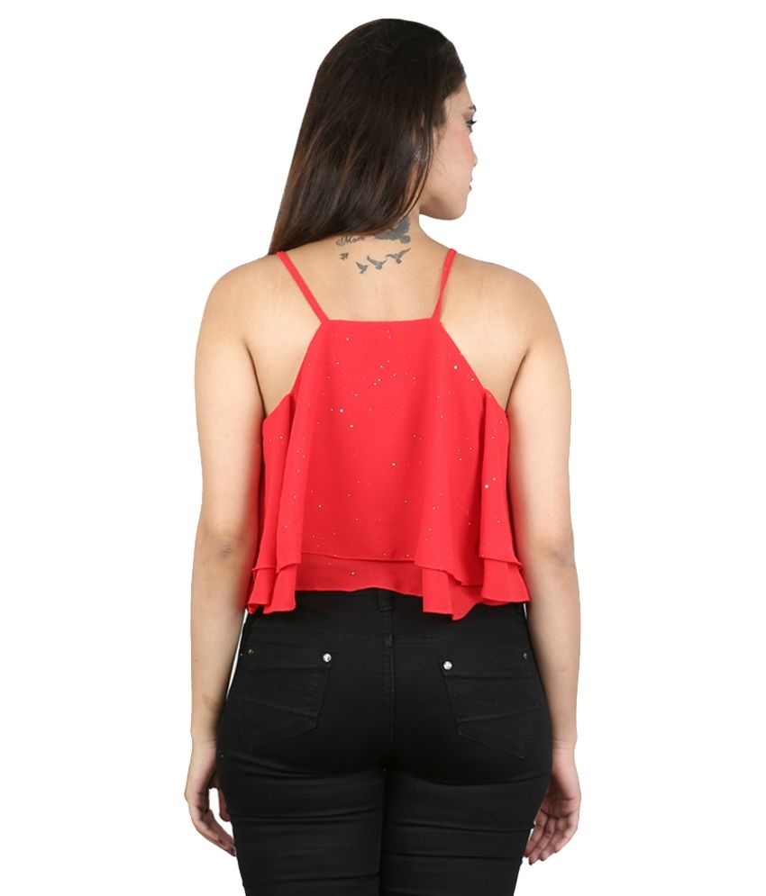 red cotton crop top