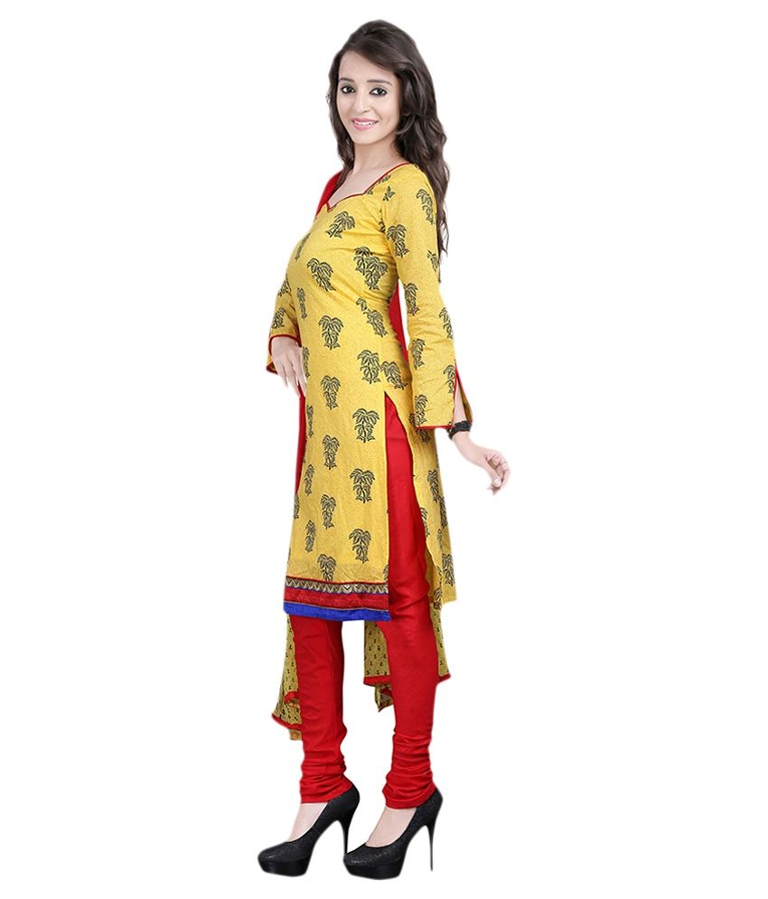 Lookslady Yellow Cotton Unstitched Dress Material Buy Lookslady