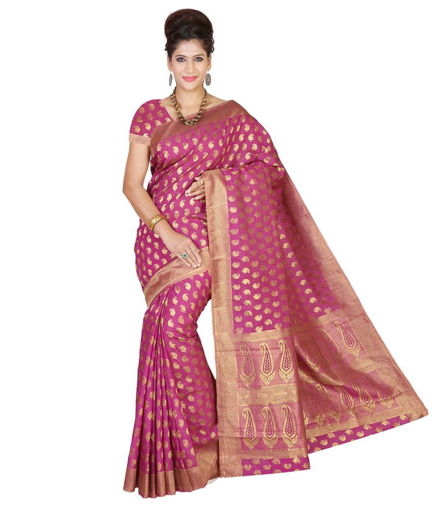 Womantra Pink Tussar Silk Saree - Buy Womantra Pink Tussar Silk Saree ...