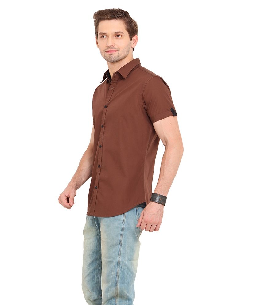 Western Vivid Brown 100 Percent Cotton Half Sleeve T Shirt For Men ...