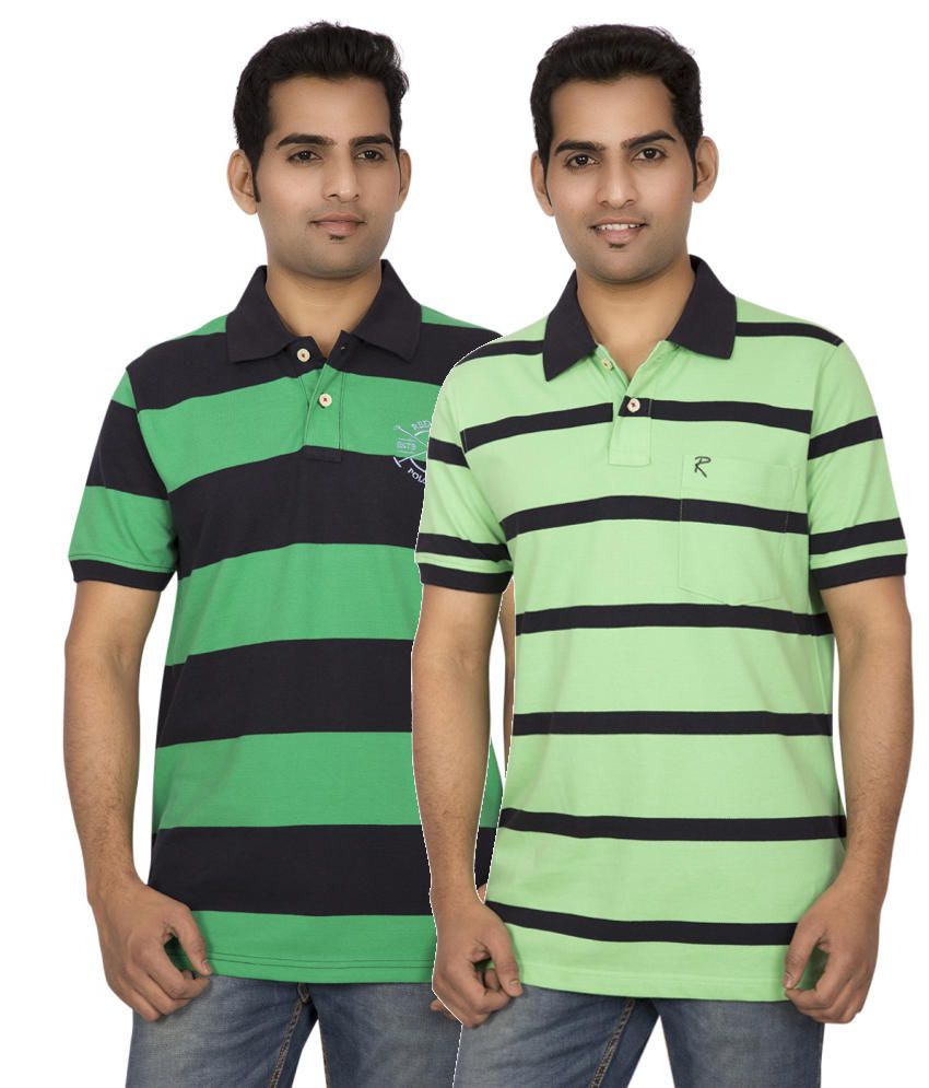Redline Combo of Green Cotton Polo T-shirts (Pack of 2) - Buy Redline ...
