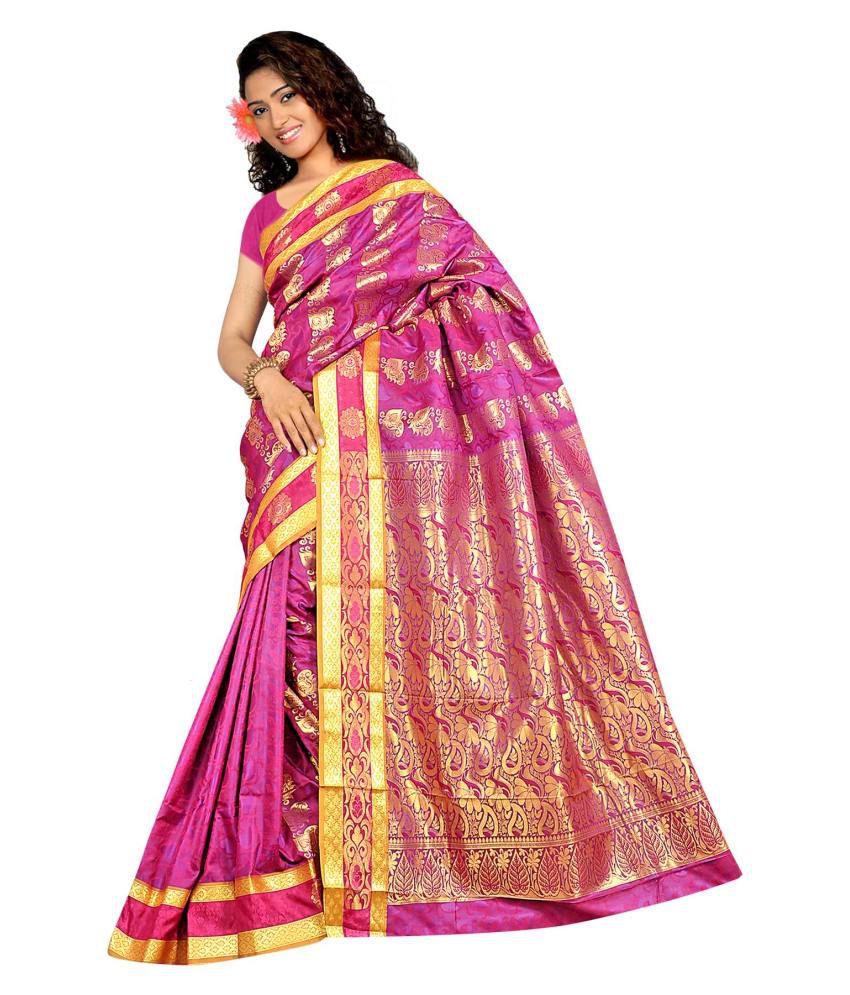 Bhagvati Fabrics Pink Art Silk Saree - Buy Bhagvati Fabrics Pink Art ...