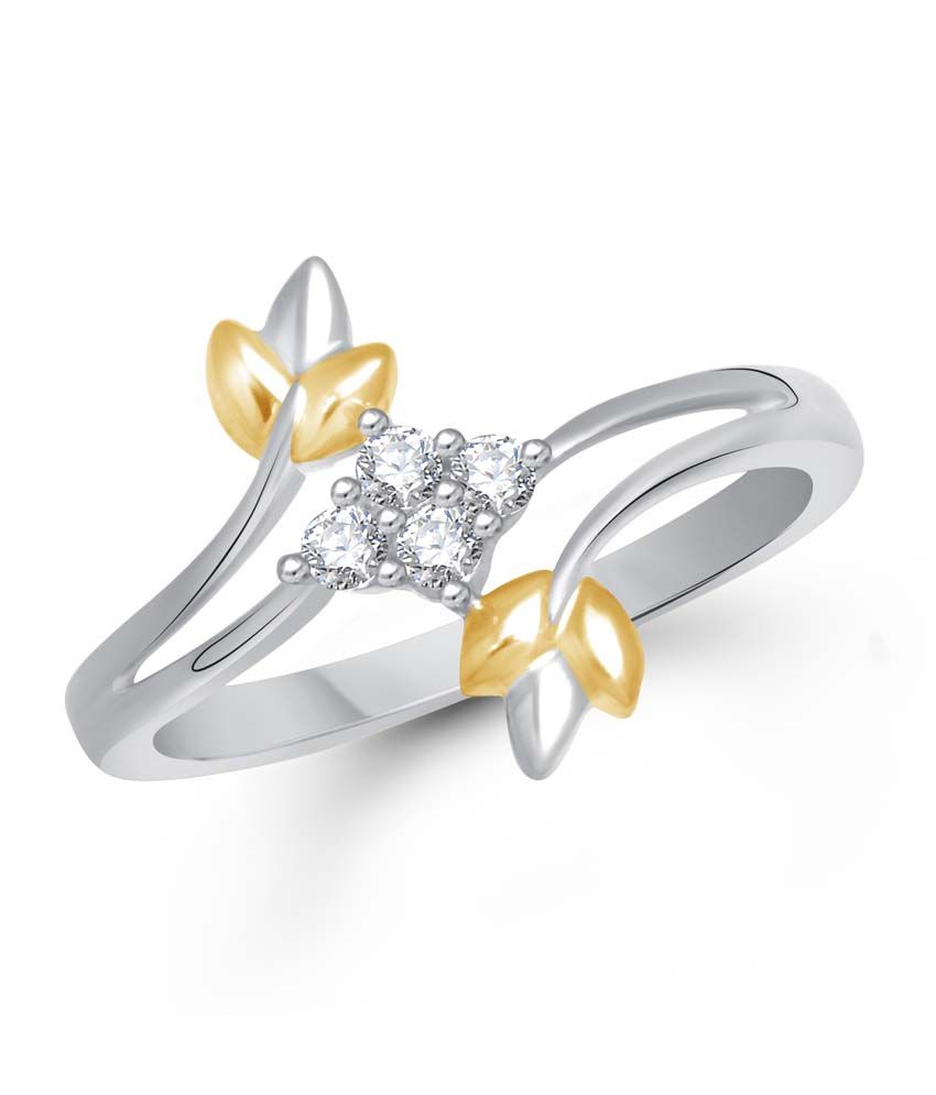 Vk Jewels Crossover Leaf Gold And Rhodium Plated Ring Buy Vk Jewels Crossover Leaf Gold And