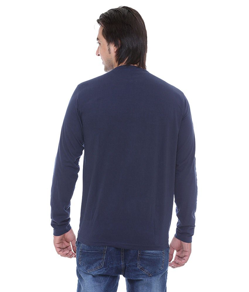 Cee-For Men'S Dark Blue Henley Full Sleeve T-Shirt - Buy Cee-For Men'S ...