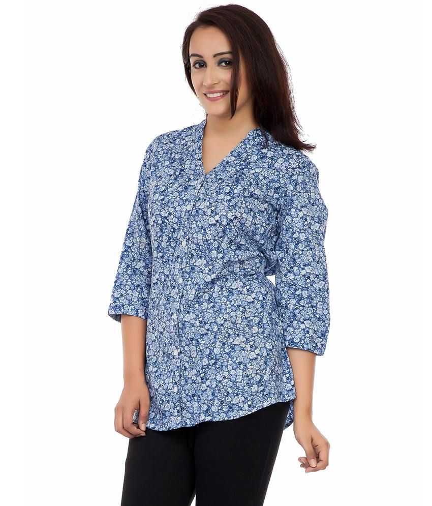 Deewa Blue Rayon Tunics - Buy Deewa Blue Rayon Tunics Online at Best ...