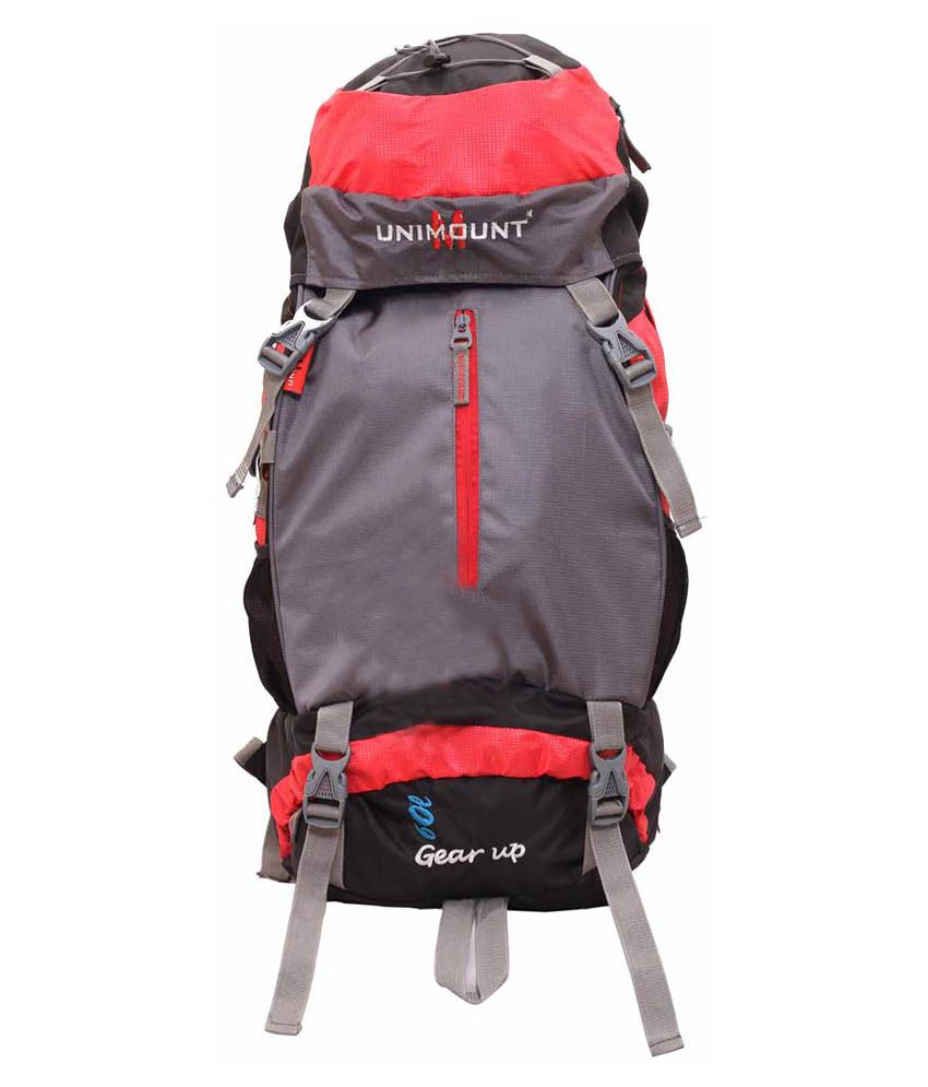 gray and red backpack