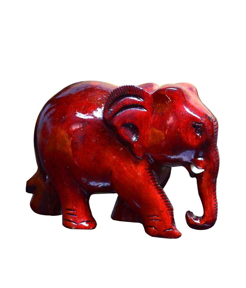 eCraftIndia Red Wood Handcrafted Elephant Statue Buy eCraftIndia Red