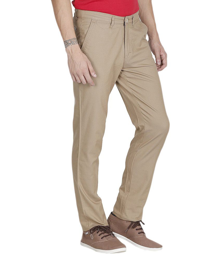 Riddhi Enterprises Beige Cotton Blend Slim Fit Trouser - Buy Riddhi ...