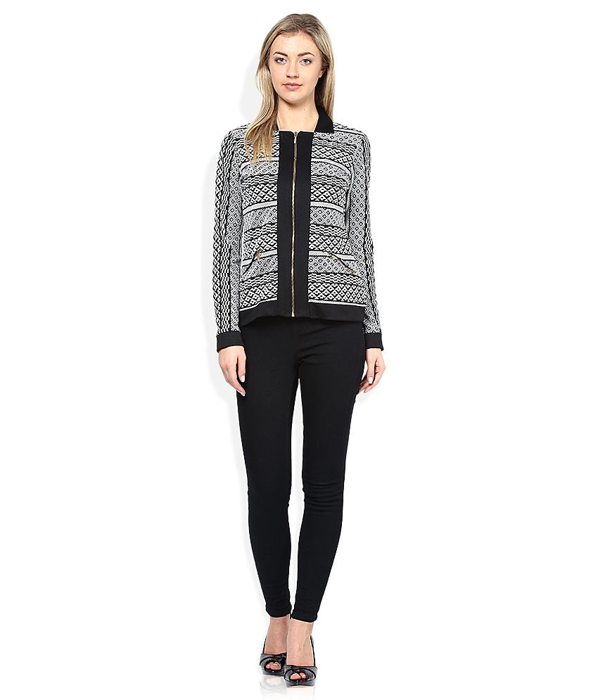 Buy AND Black & White Bomber Jacket Online at Best Prices in India