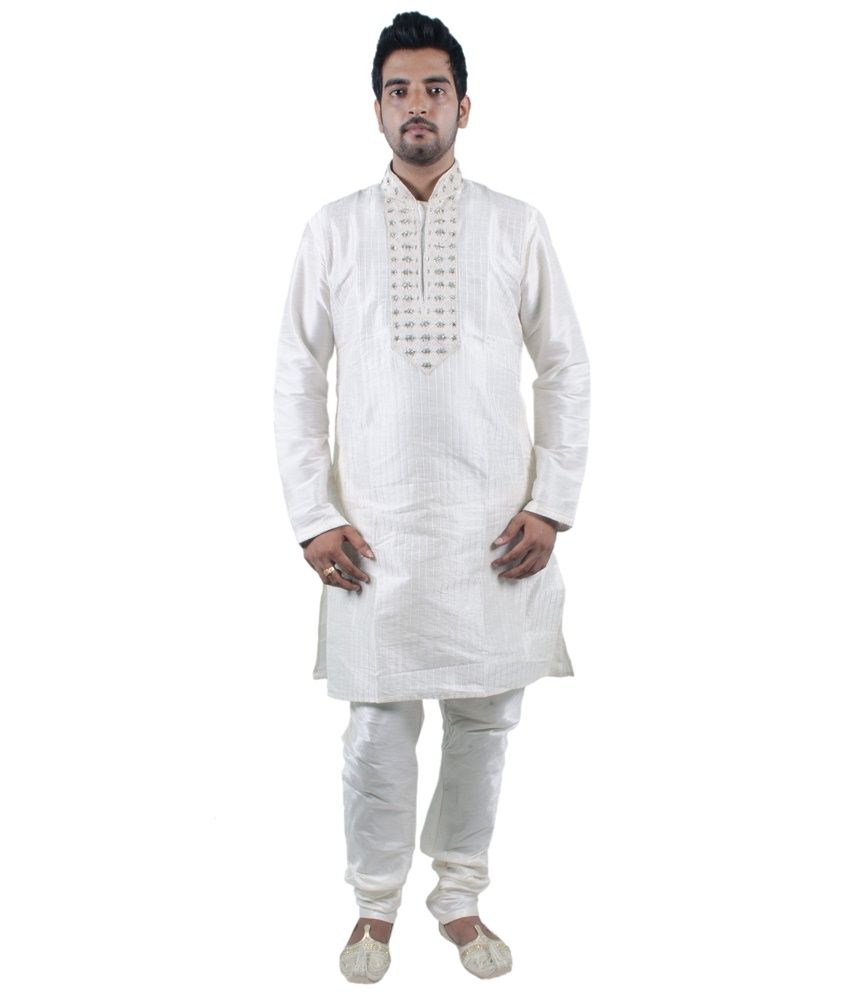 white kurta pyjama with koti