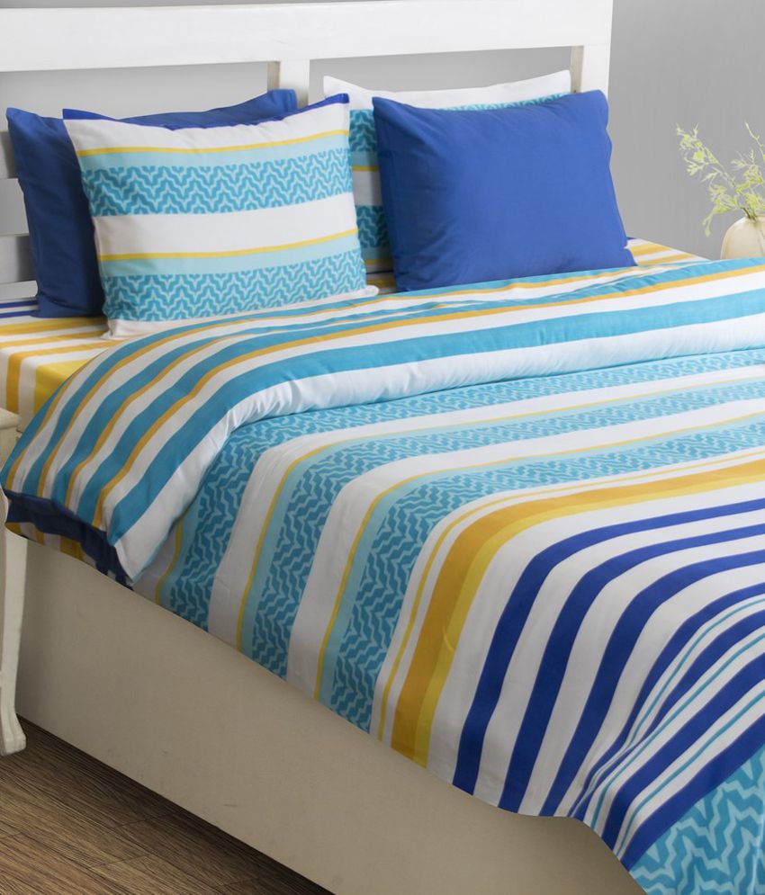 House This Blue Stripes Cotton Bedding Set - Buy House This Blue ...
