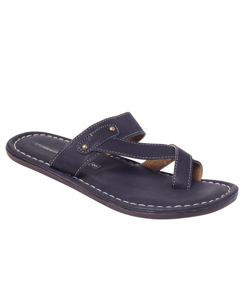 black leather flip flops mens