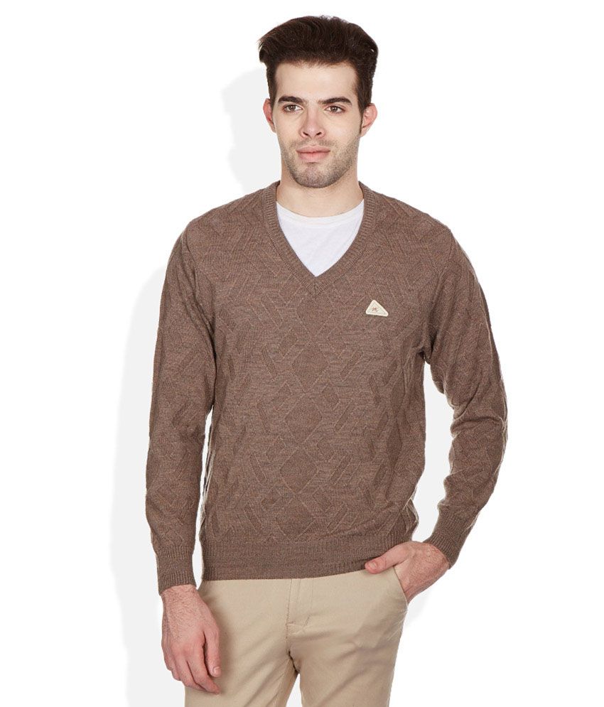 mens dark brown v neck sweater