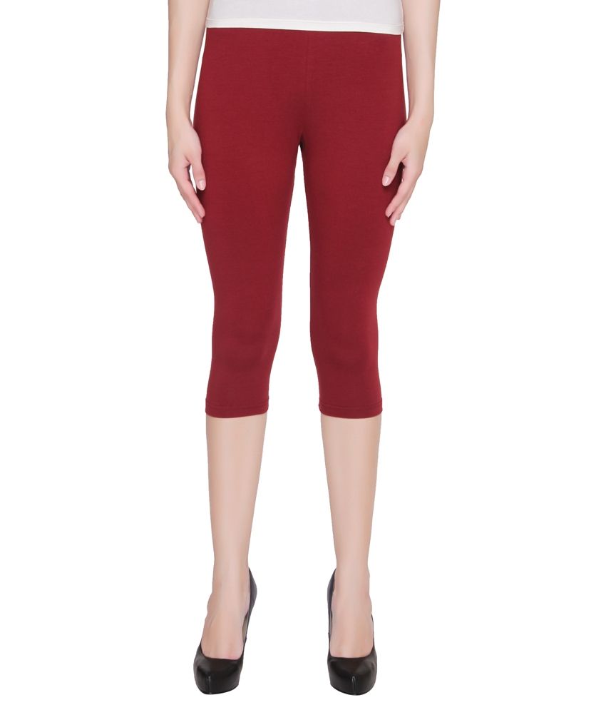 Download Valentine Casual Cotton Lycra Red Capri Leggings Price in ...