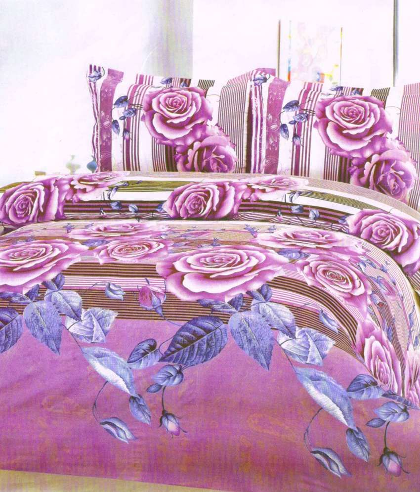 Christy's Collection Multicolor Floral Poly Cotton 4 Bed Sheets With 8