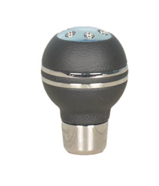 Momo Black Metal Leather Finish Stone Studded Gear Knob For Mahindra