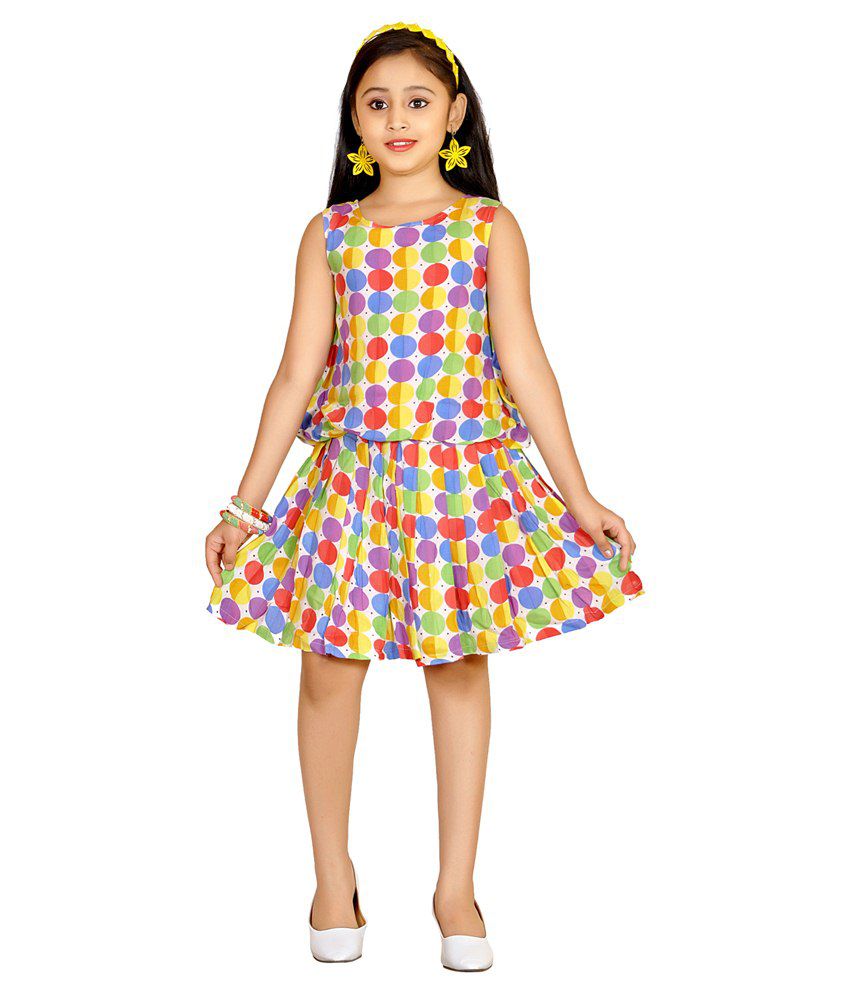Abhira Multicolour Cotton Dress For Girls - Buy Abhira Multicolour ...