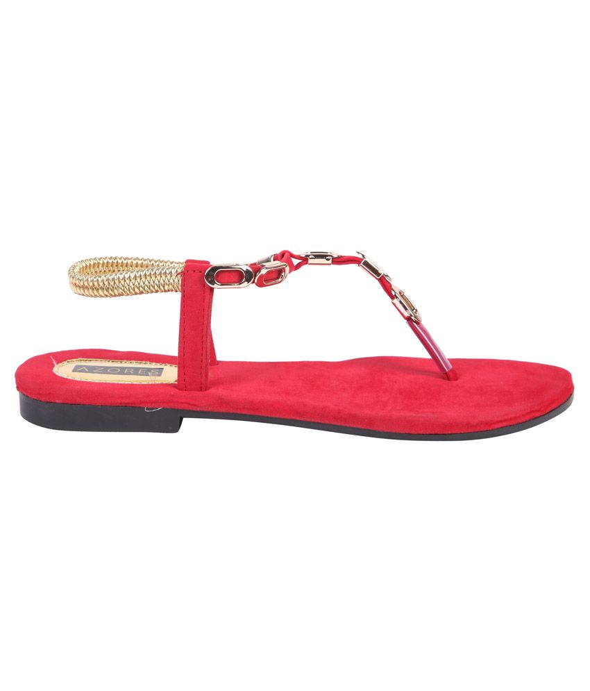 cheap red flat sandals