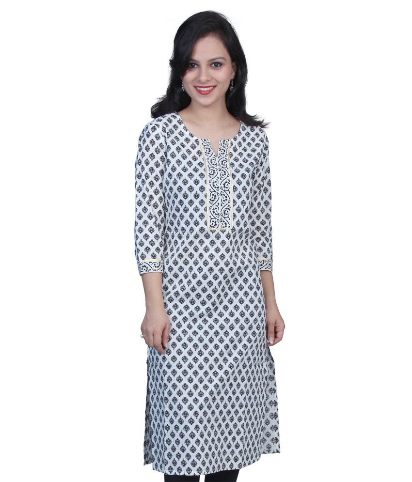 Satrangi Bazar White Cotton Kurti Buy Satrangi Bazar White Cotton