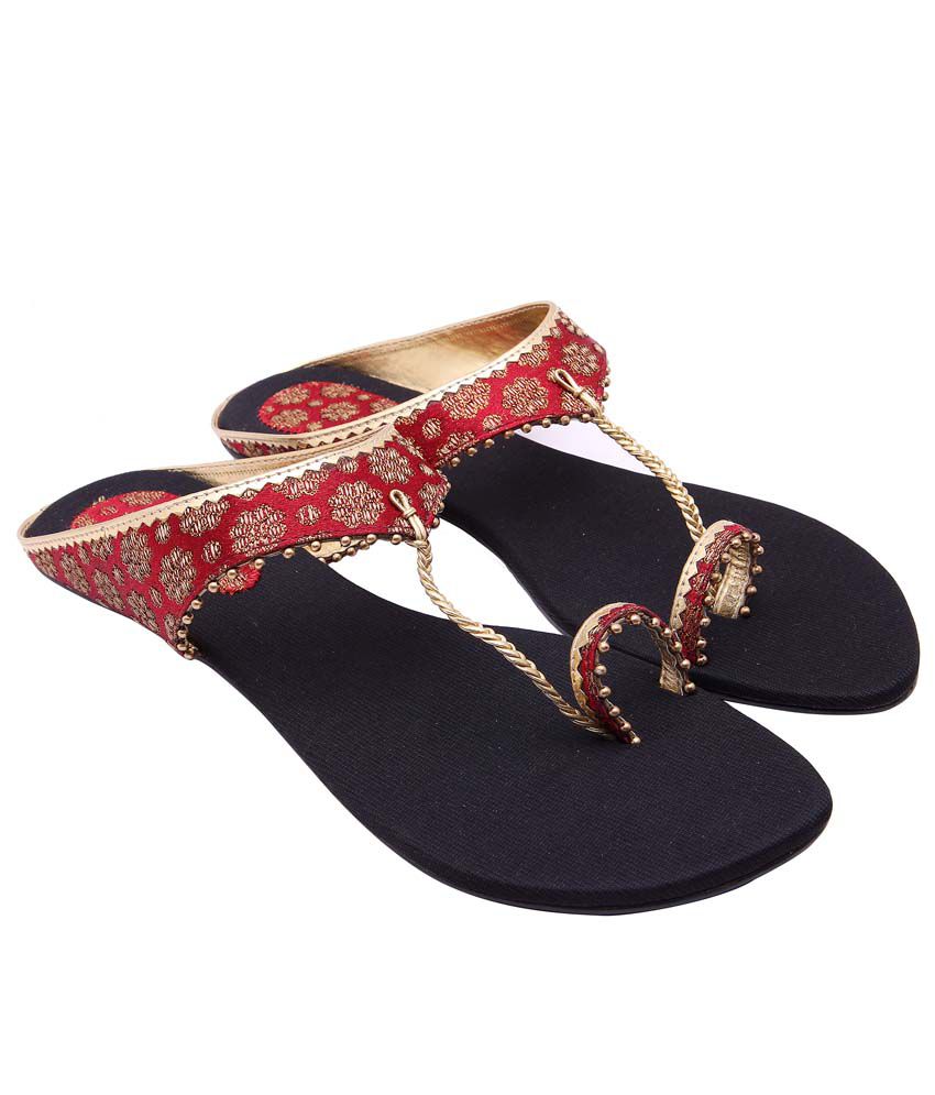 Royal Collection Maroon Ethnic Sandal Price in India- Buy Royal ...