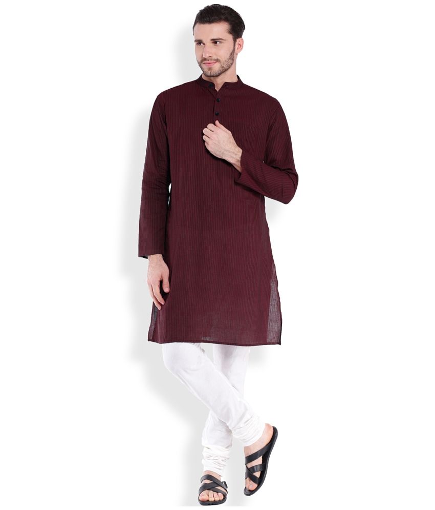 Svanik Maroon Cotton Long Kurta - Buy Svanik Maroon Cotton Long Kurta ...