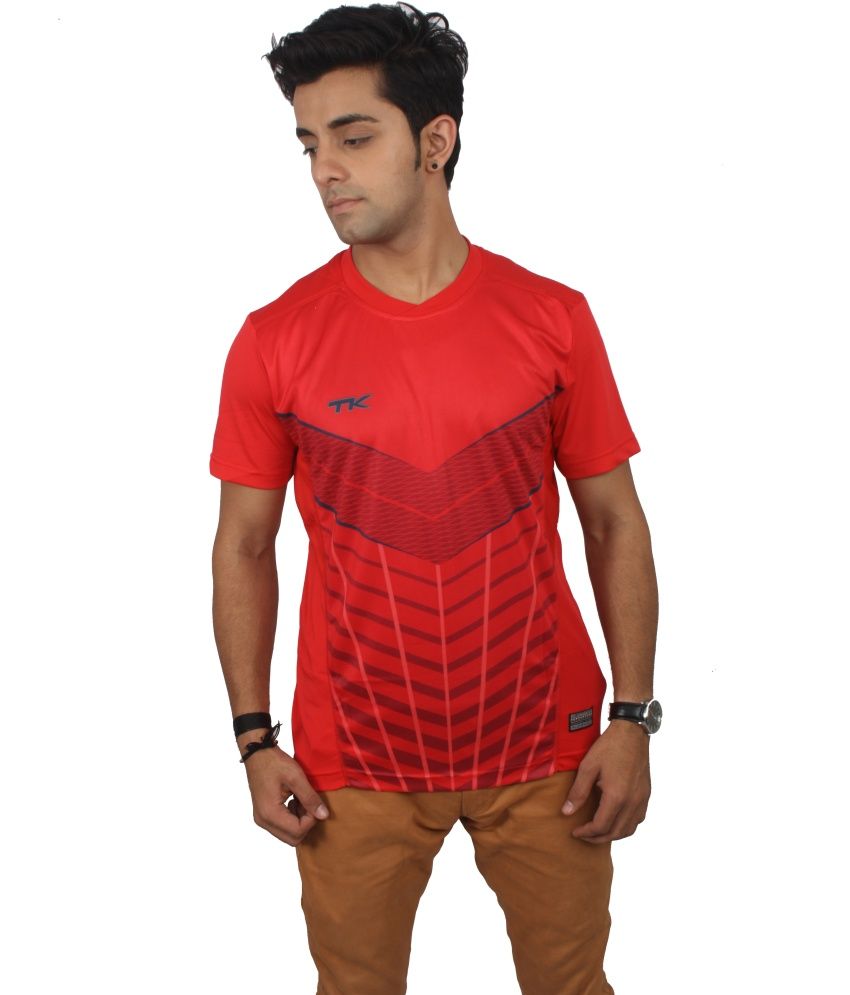 Tk Red Polyester T-shirt - Buy Tk Red Polyester T-shirt Online at Low ...