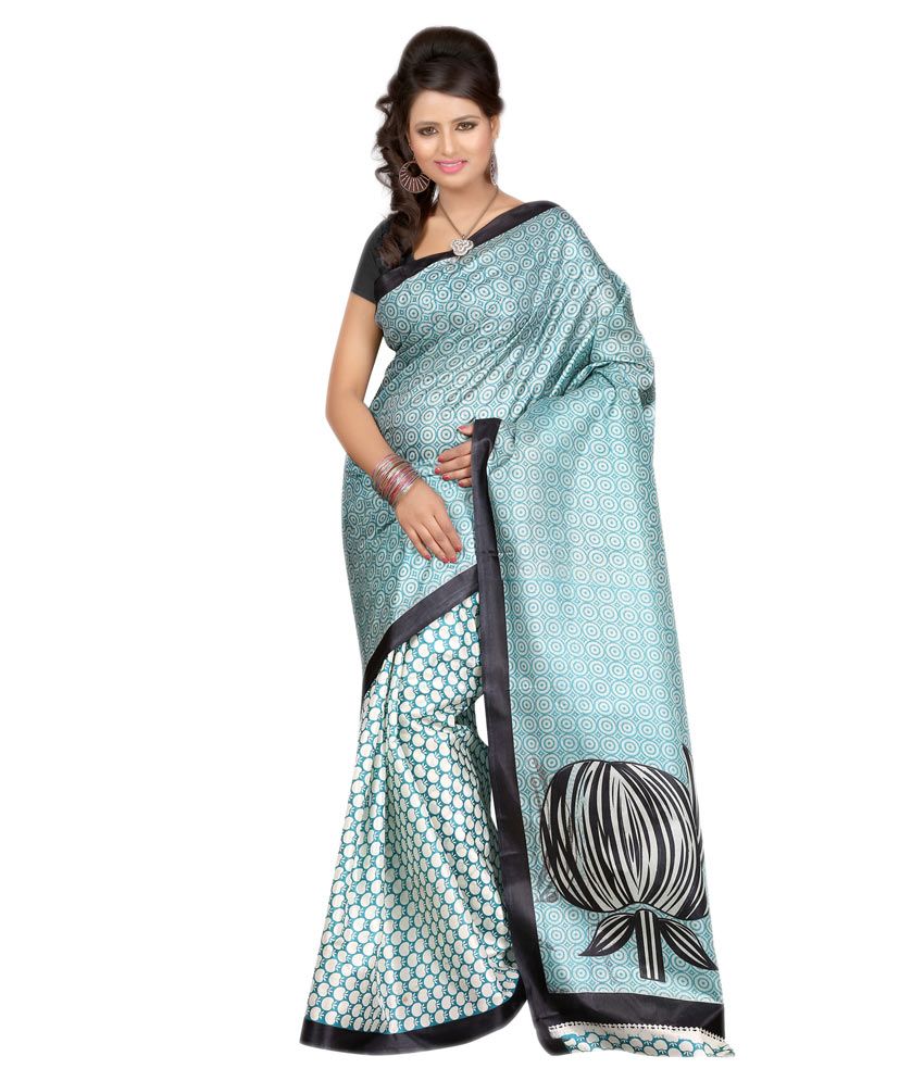 Shristy Fashion Blue Art Silk Saree - Buy Shristy Fashion Blue Art Silk 