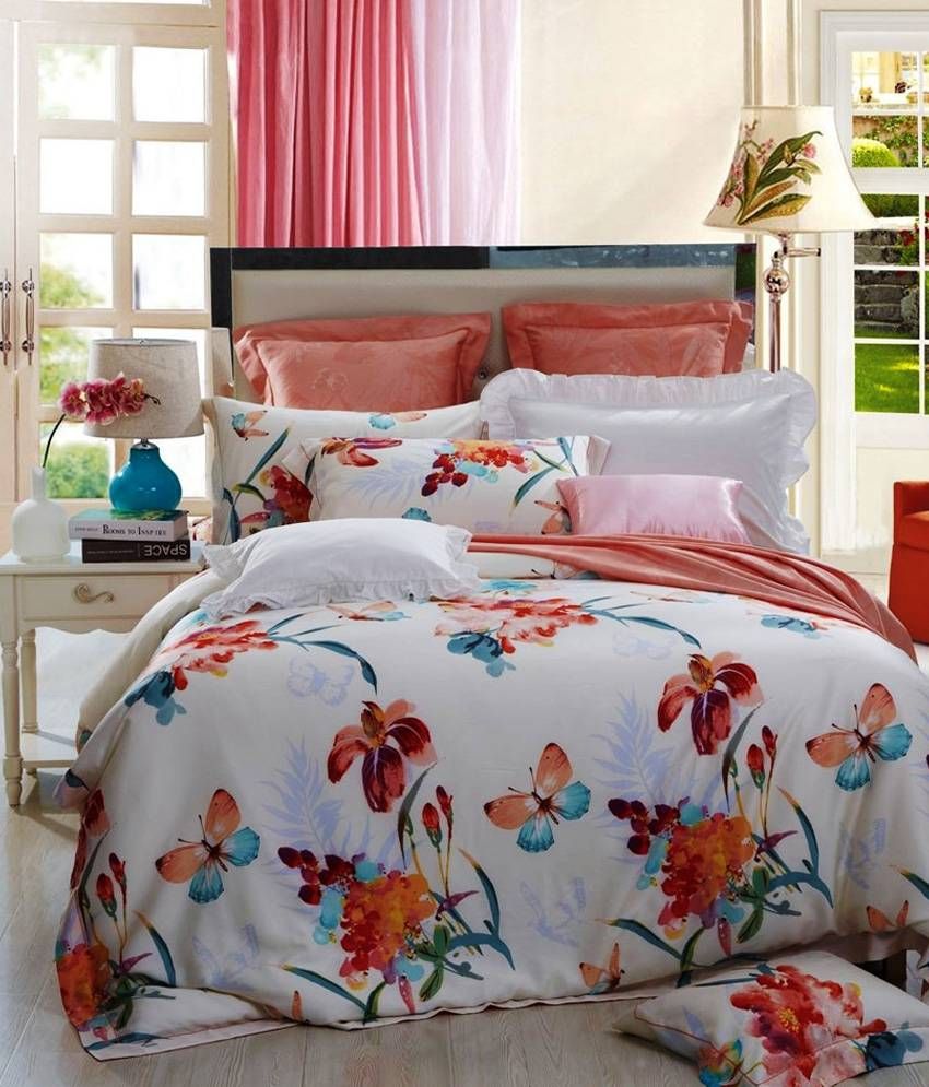 Bellagio Multicolor Floral Double Bedsheet with 2 pillow cover Buy