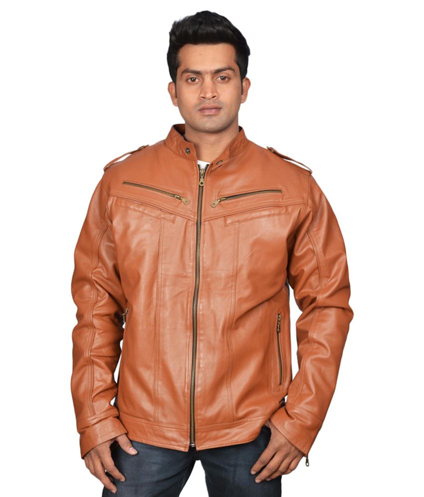Benetton Leather Boutique Tan Full Sleeves Leather Jacket - Buy ...