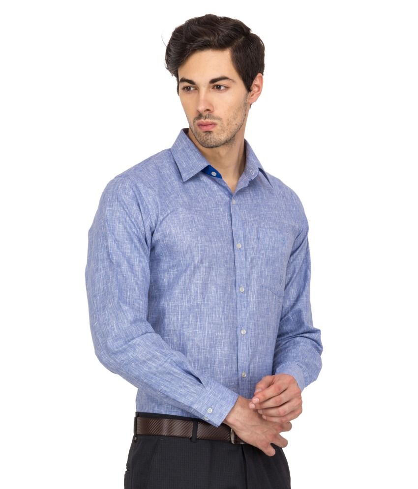 Logo Apparel Blue Blended Cotton Formal Shirt - Buy Logo Apparel Blue ...