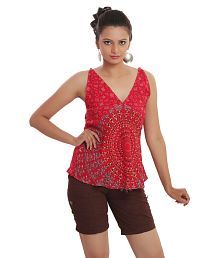 Indi Bargain Rayon Rajasthani Mandala Hand Block Printed Beachwear Top