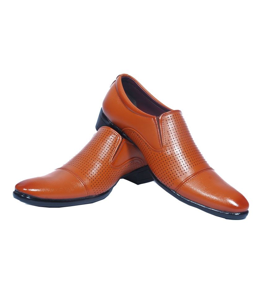 Adjoin Steps Tan Leather Formal Shoes Price in India- Buy Adjoin Steps ...