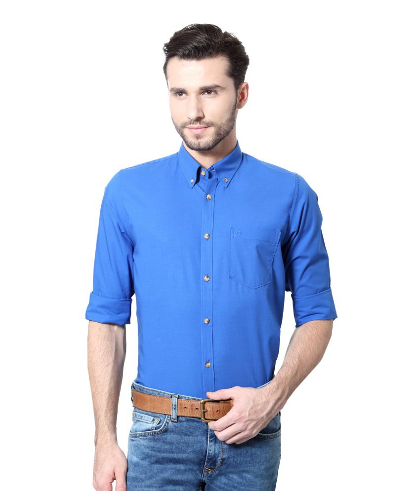 Peter England Blue Cotton Shirt - Buy Peter England Blue Cotton Shirt ...