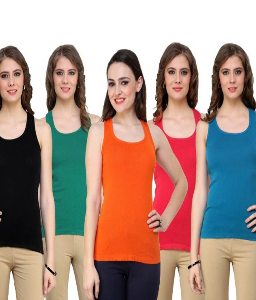 Renka Multi Color  Camisoles Pack of 5