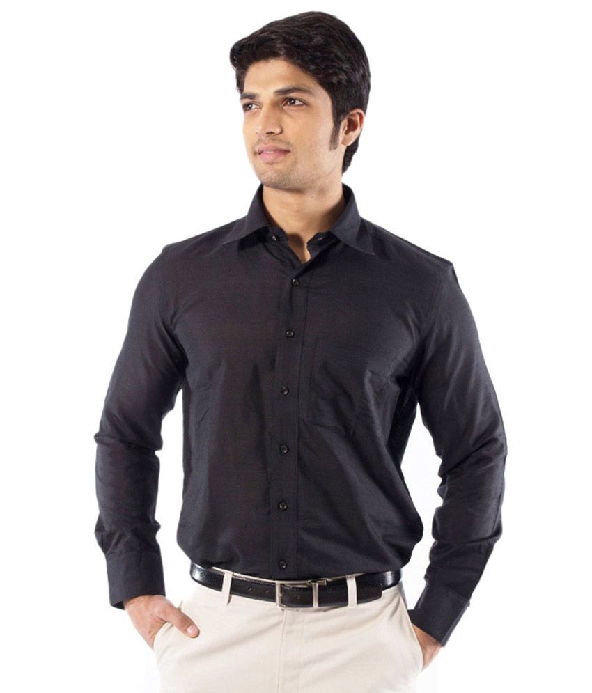 Viva Black Cotton Full Sleeves Formal Shirt - Buy Viva Black Cotton ...