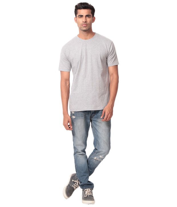 Naveen Collection Grey Cotton T- Shirt Round - Buy Naveen Collection ...